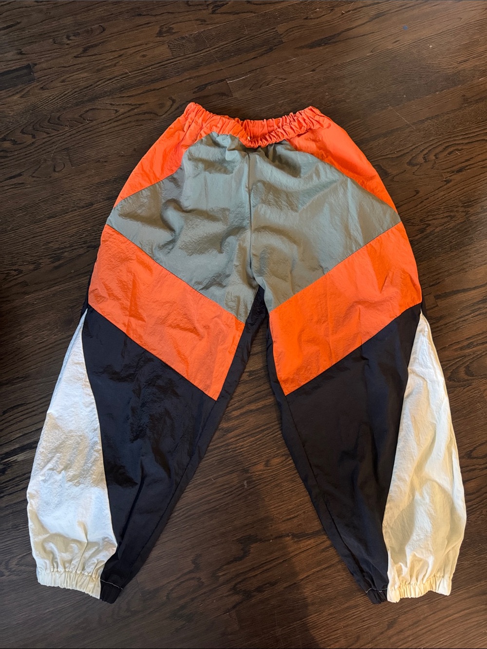 Black Colorblock Joggers - Orange, Gray, Black, White
